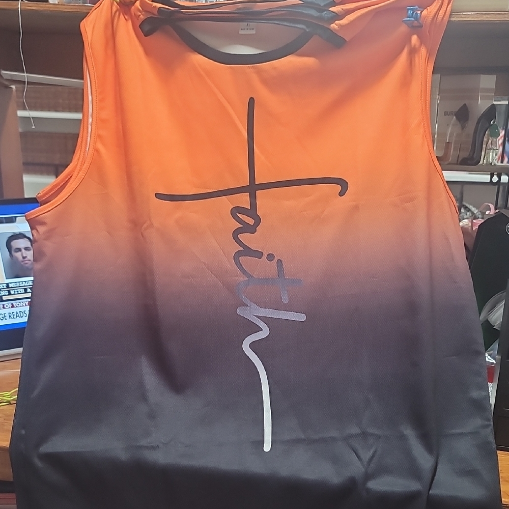 Gradient Sleeveless Shirt - Orange and Black